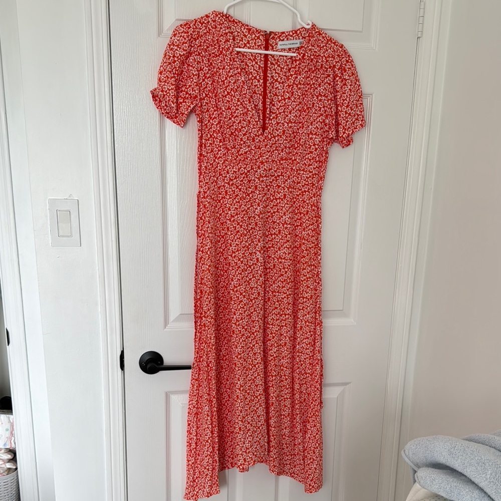 Faithfull the Brand - Floral Orange/Red Midi Dress